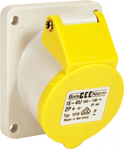 110V Angled Panel Socket - Yellow (ERP78)