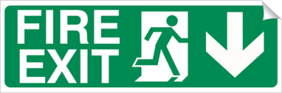 Down Arrow - Fire Exit - 450 x 150 mm (SSA275)