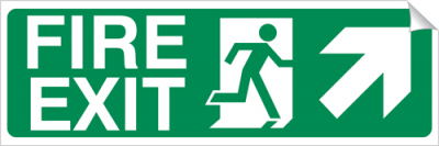 Right Corner Arrow - Fire Exit - 450 x 150 mm (SSA277)