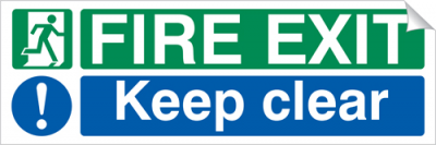 Fire Exit Keep Clear - 450 x 150 mm (SSA278)