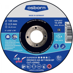 OSBORN 'Inox Special' Cut+Grind Discs - Depressed Centre (DCG1)