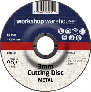 Workshop Warehouse 3 mm Cutting Disc - Depressed Centre (WCD345/25)