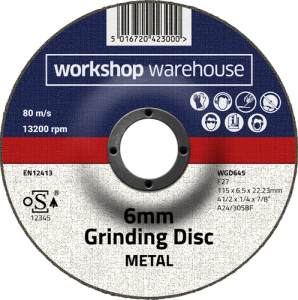 Workshop Warehouse 6 mm Grinding Disc - Depressed Centre (WGD645/25)
