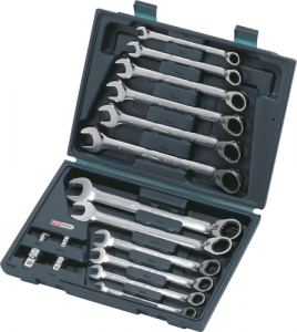 KS TOOLS 'GEARplus' Reversible Ratchet Combination Spanner Set with Adaptors (K503.4666)