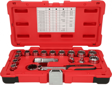 KS TOOLS 'TRIPLEplus' 19 mm Drive (3/8" & 1/2") 'Go-Through' Socket Set (K916.4050)
