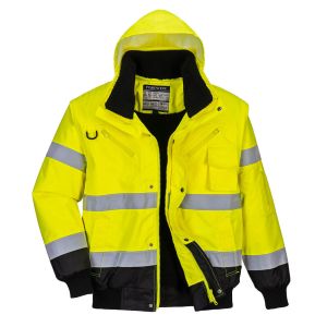 Hi-Vis 3-in-1 Contrast Bomber Jacket Yellow/Black